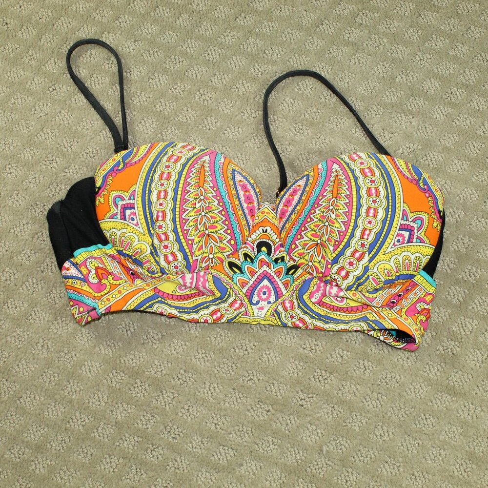 Trina Turk Women's Size XS Vibrant Pattern Double Strapped Back Bikini Top only